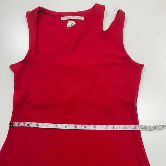 Susana Monaco Red Knee Length Dress Size Small REVOLVE NEW Asymmetric Neckline - Picture 10 of 13